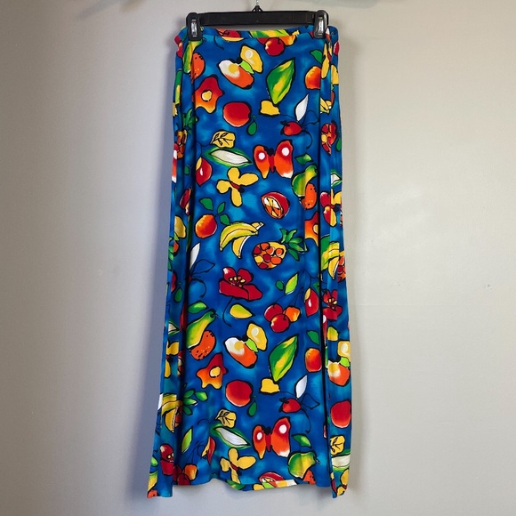 Vintage Dresses & Skirts - Vintage 80s 90s Mixit Fruit Print Maxi Skirt
